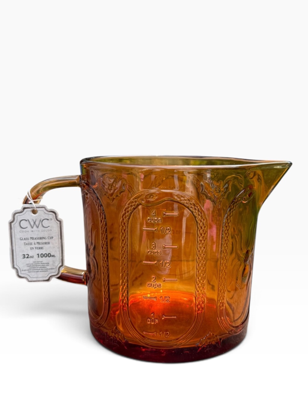 CWC Amber Glass Measuring Jug - Amber Colored 32oz Measuring Cup